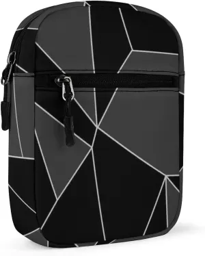 Seamless Emerald Geometric Black Dark Grey Crystal Polygonal Adjustable Fanny Waist Pack Pouch, Waterproof Crossbody Runners Bag Wallet for Gym Hiking Fitness Women Men 6.1 x 2.2 x 7.9 inch