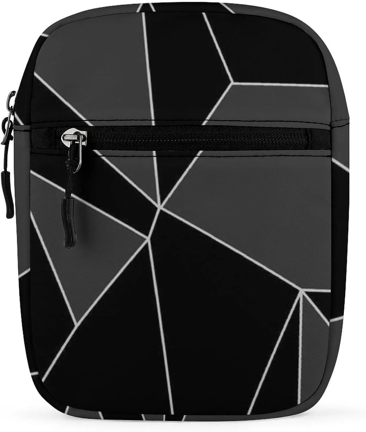 Seamless Emerald Geometric Black Dark Grey Crystal Polygonal Adjustable Fanny Waist Pack Pouch, Waterproof Crossbody Runners Bag Wallet for Gym Hiking Fitness Women Men 6.1 x 2.2 x 7.9 inch