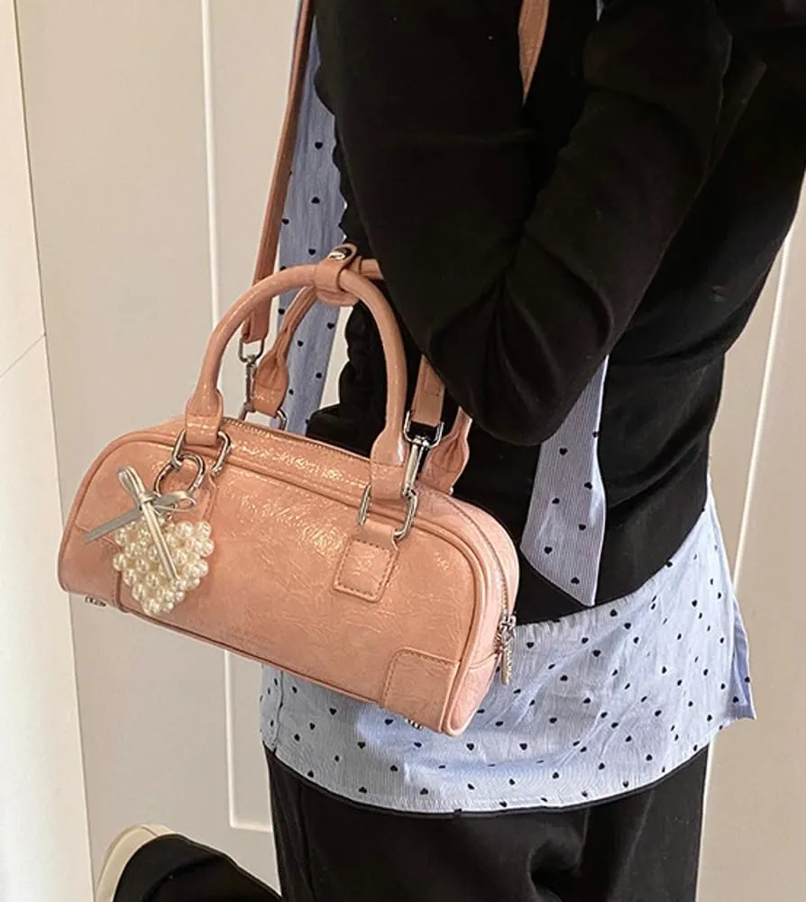 Trendy Bowling Tote Handbag for Women in 2025 Shoulder Crossbody Bag Satchel Bags with Adjustable Sholuder Strap