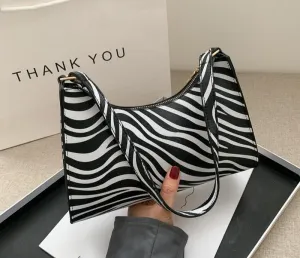 Vvsha Fashion Zebra Print Women Luxury Handbag PU Leather Simple Underarm Shoulder Bags Female Daily Design Baguette Totes Purse Pouch