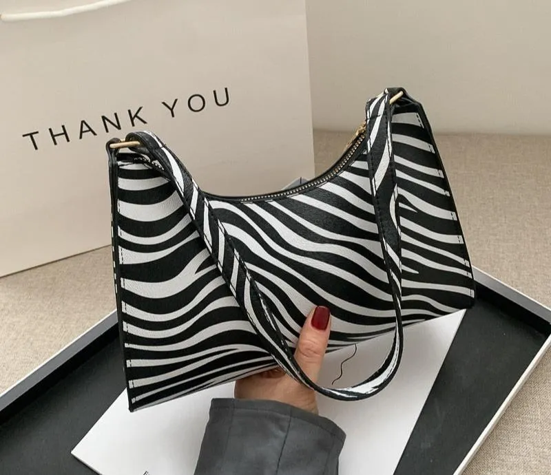 Vvsha Fashion Zebra Print Women Luxury Handbag PU Leather Simple Underarm Shoulder Bags Female Daily Design Baguette Totes Purse Pouch