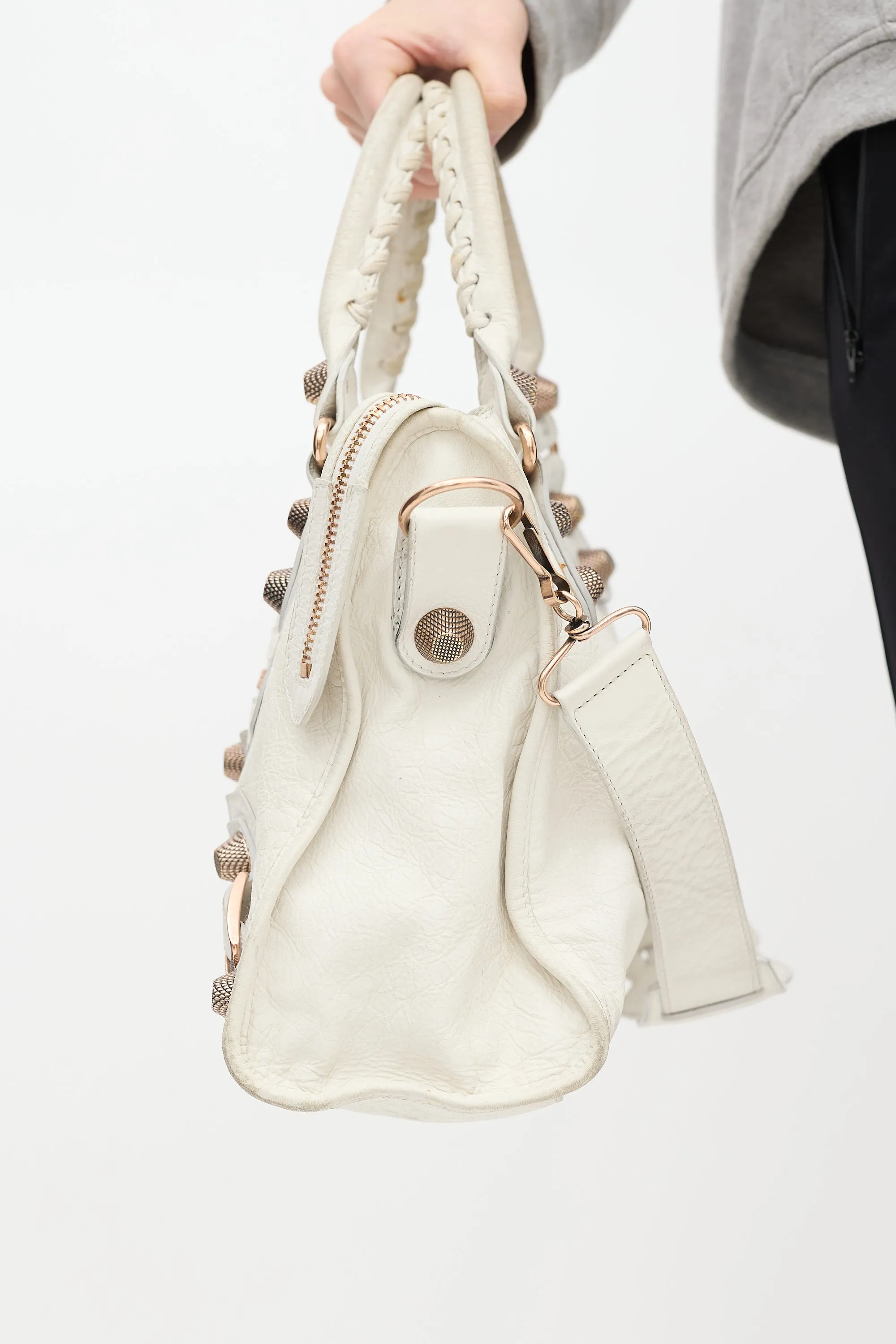 White Leather City Bag