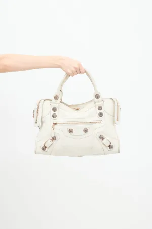 White Leather City Bag