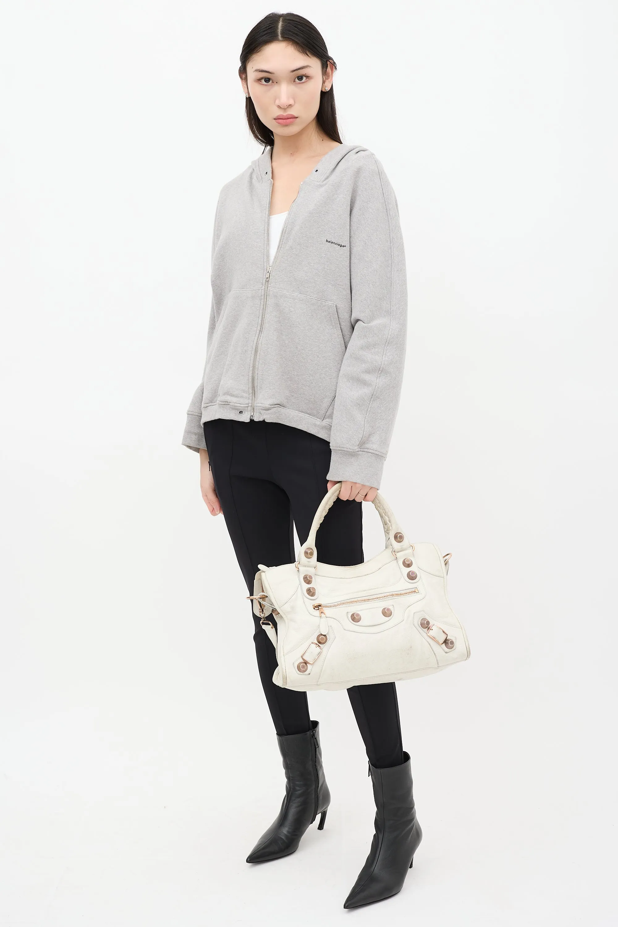 White Leather City Bag