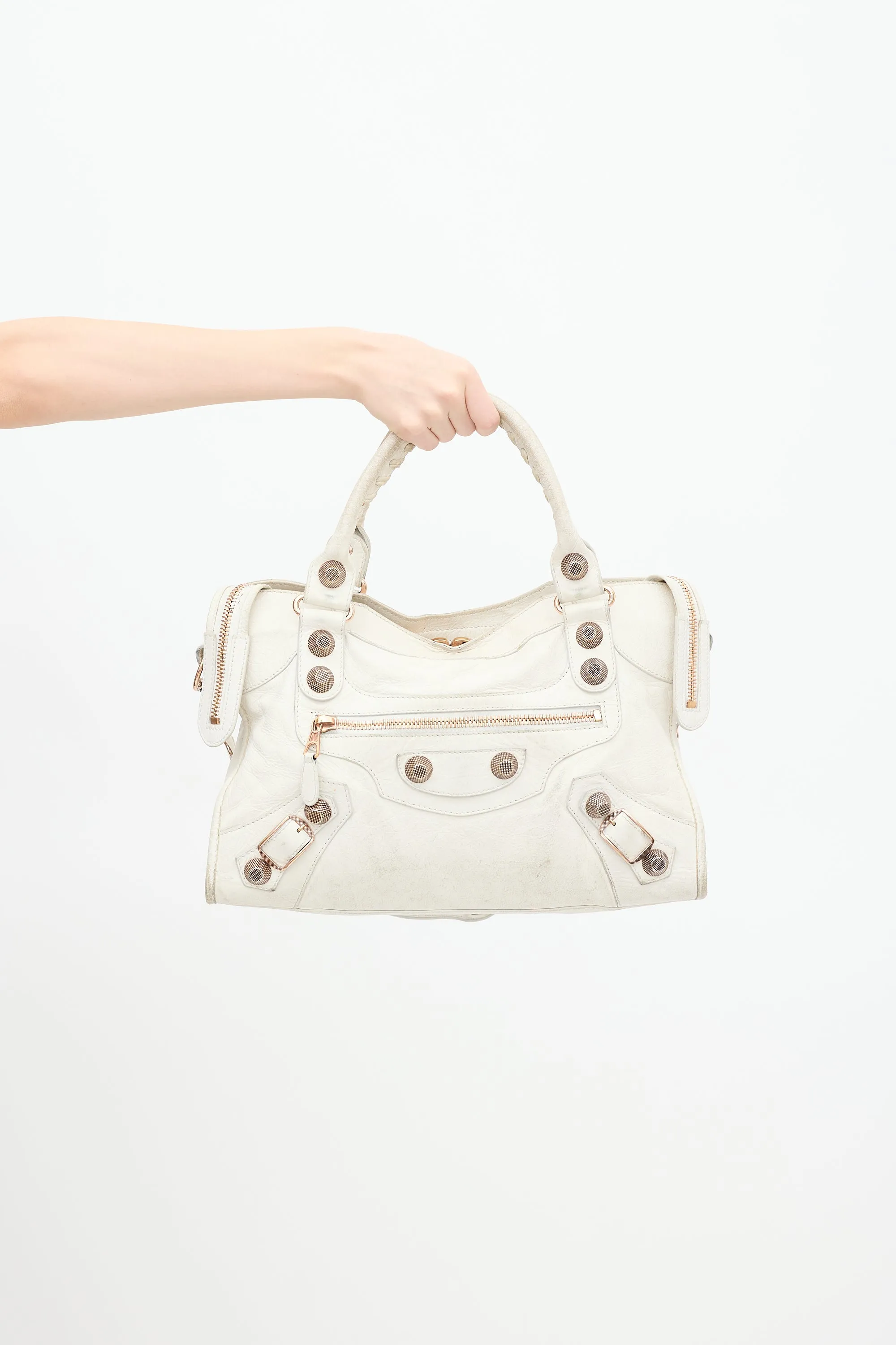 White Leather City Bag
