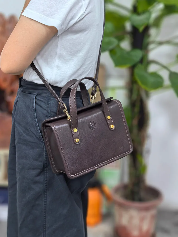 Women's Satchel Crossbody Small Leather Satchel Purse Structured Satchel Bag